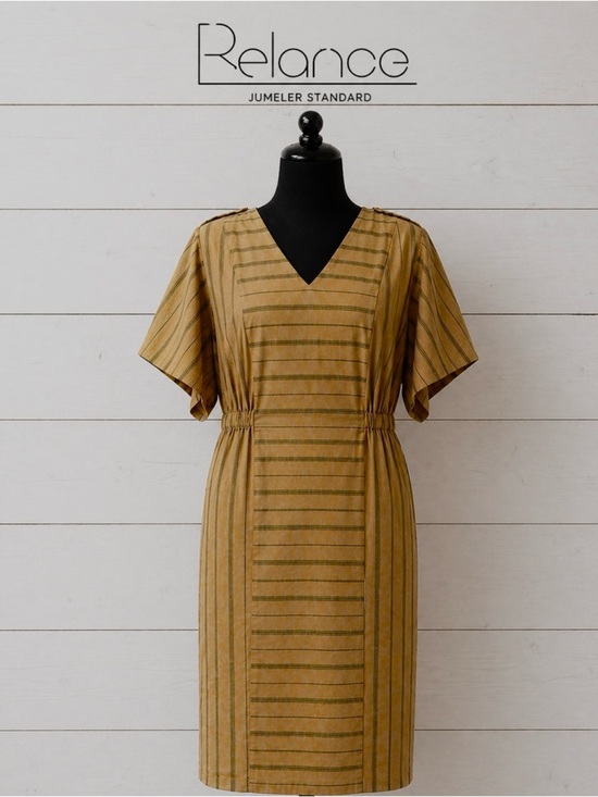 Relance Dresses & Skirts - RELANCE Brown Striped Midi Dress XXL